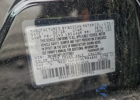 2018 Nissan Sentra S from USA, damaged, VIN 3N1AB7AP1JY273901